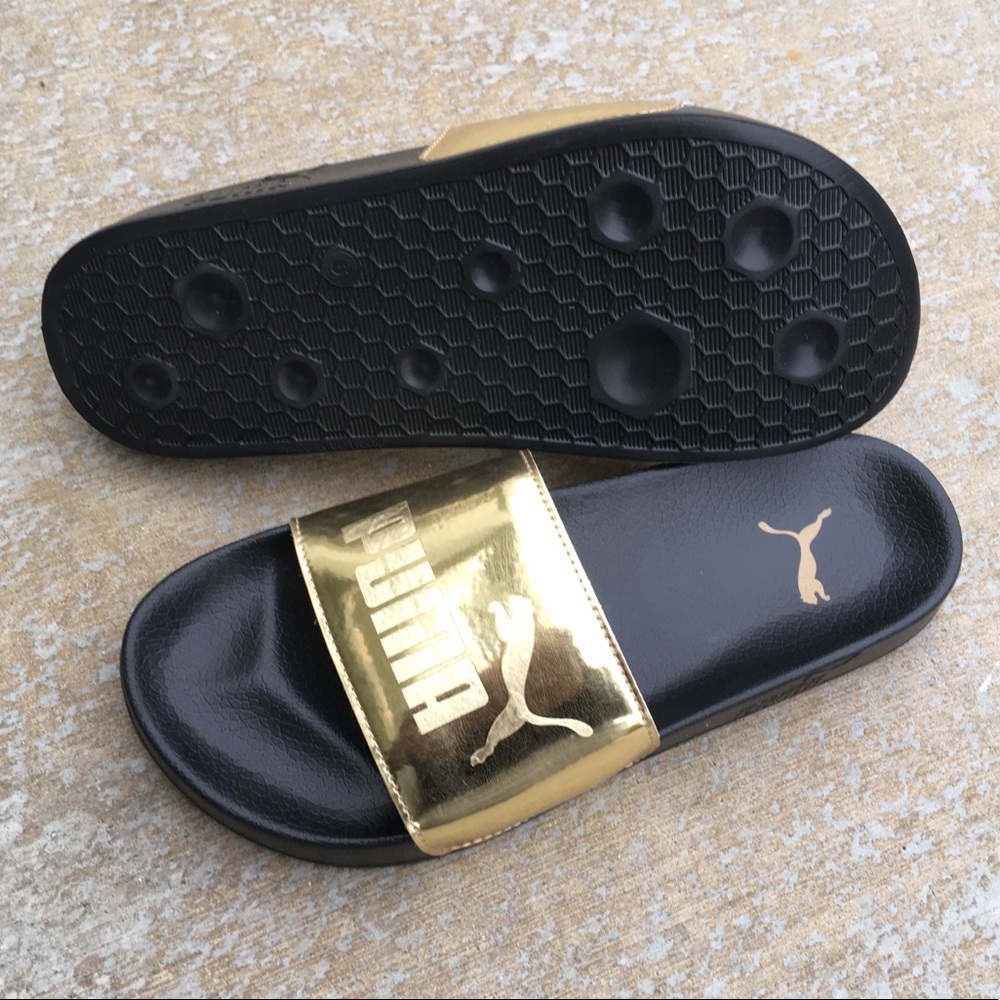 Gold Kids Puma Ledcat Jr Slides - Picture 6 of 8